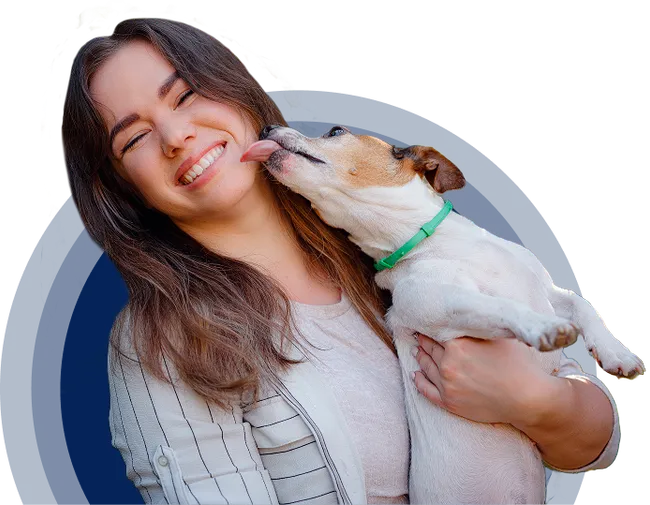 A student with their emotional support dog on campus